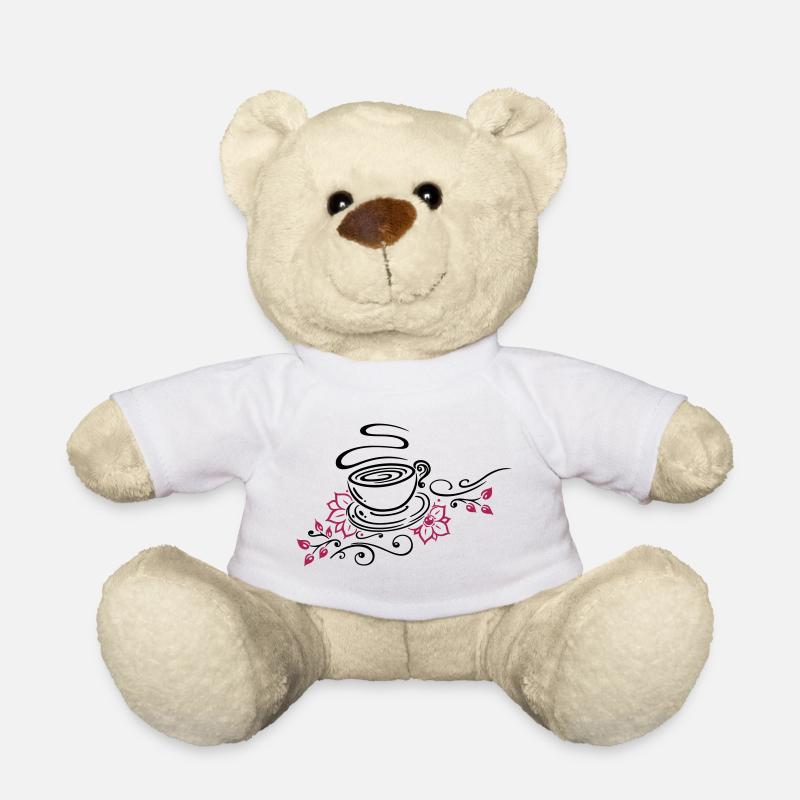 Tea, tea cup, tea time, cherry blossoms - Teddy Bear - white