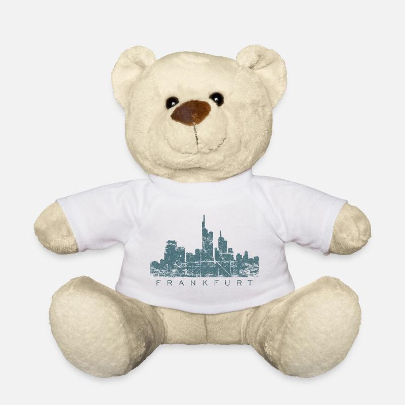 Frankfurter Skyline (Vintage/Blau) Frankfurt - Teddy - Weiß