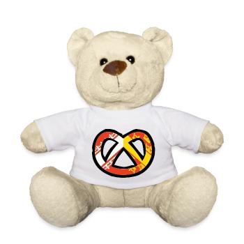 T-shirt humour logo Bretzel Alsace - Nounours - blanc - Devant