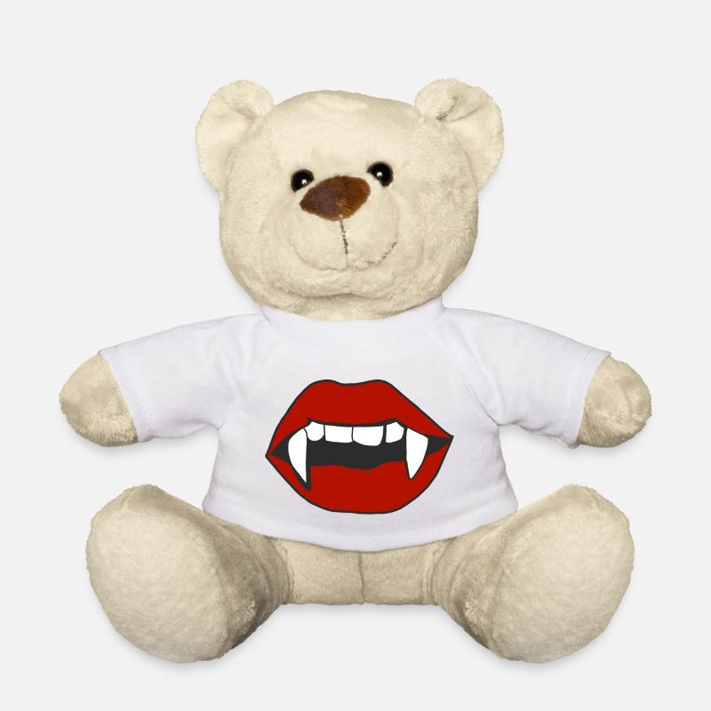 Vampire Halloween Lips - Teddy Bear - white