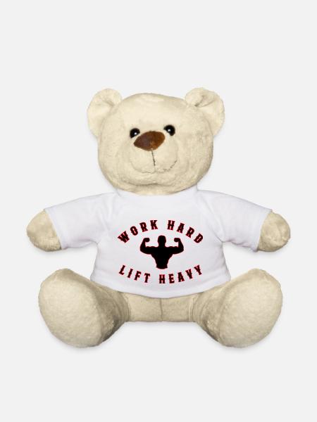 Work hard lift heavy gym Fitnesstrainer Trainiert - Teddy - Weiß