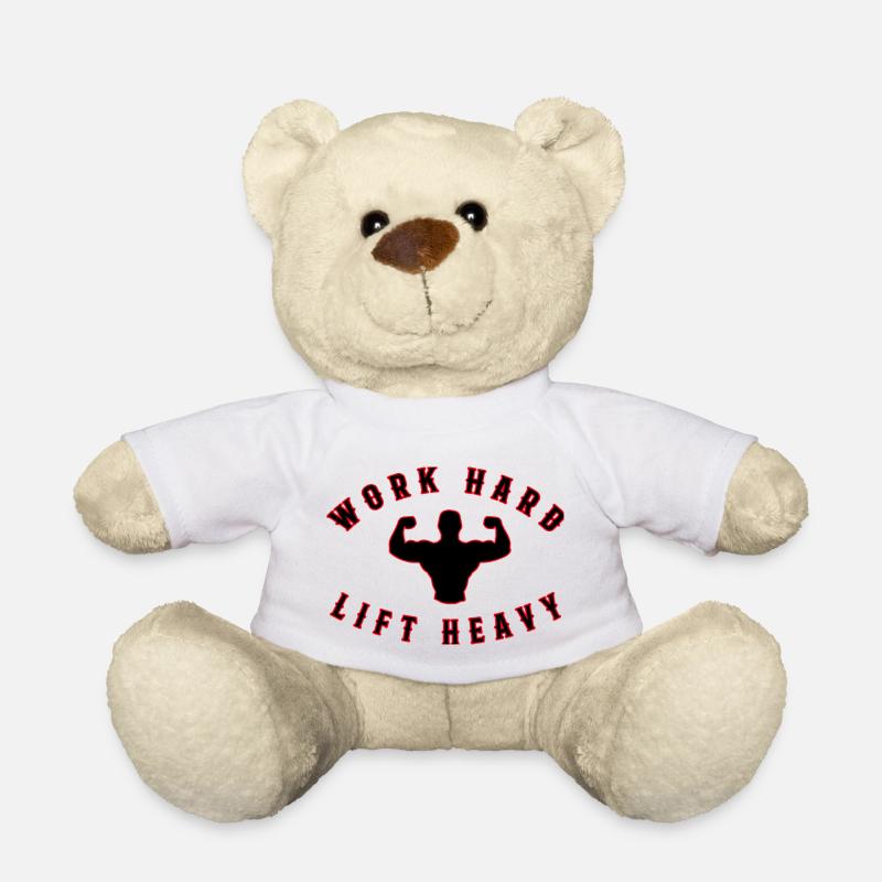 Work hard lift heavy gym Fitnesstrainer Trainiert - Teddy - Weiß