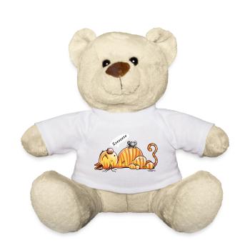 Snoring cat and mouse - Cartoon - Gift - Cute - Teddy Bear - white - Front