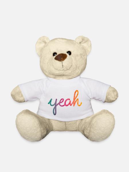 Yeah Typografie Regenbogen - Teddy - Weiß