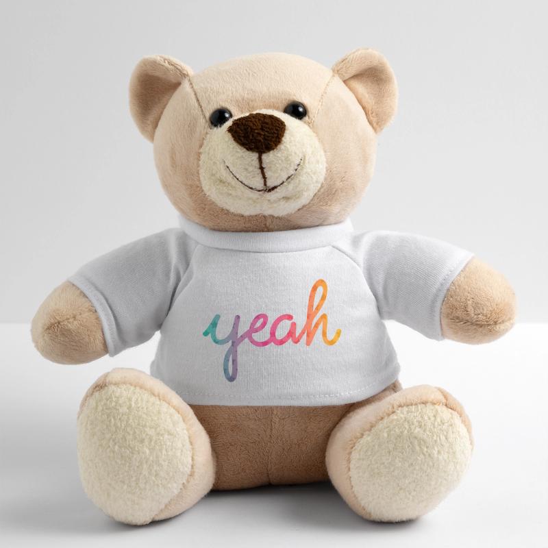 Yeah Typografie Regenbogen Teddy