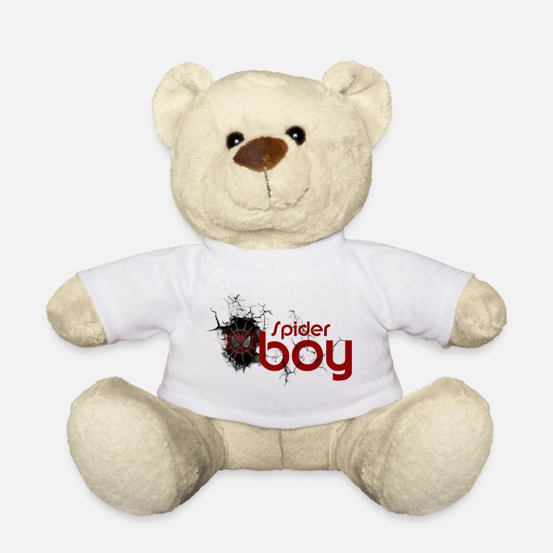 Spinnentier-Held: Karminrotes Netz-Emblem - Teddy - Weiß