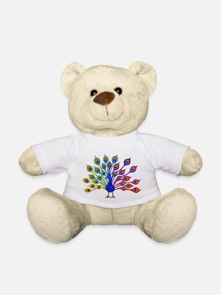 colorful peacock - Teddy Bear - white