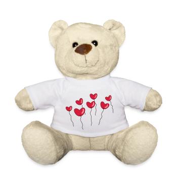 Balloons in the shape of a heart - Teddy Bear - white - Front