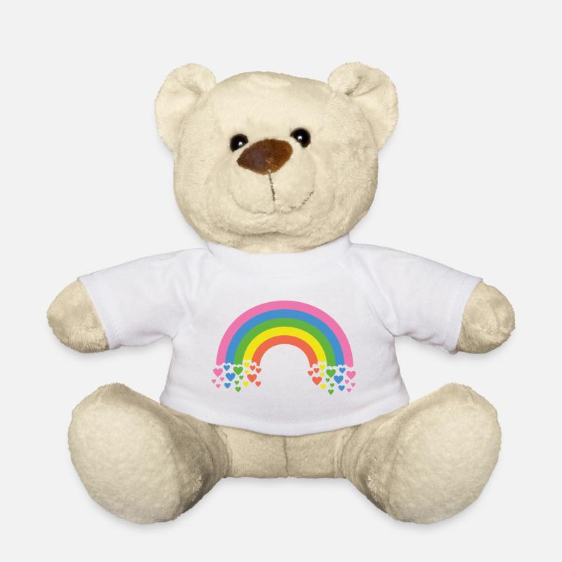 Arc-en-ciel avec des cœurs - Nounours - blanc