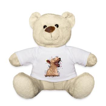Miniature Bull Terrier Comic 5 - Teddy Bear - white - Front