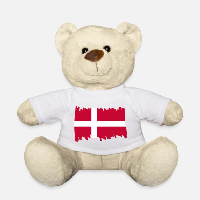 Denmark National Flag - brush vertical - Teddy - Weiß
