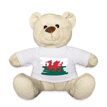 Wales National Flag - brush horizontal - Teddy - Weiß - Vorne