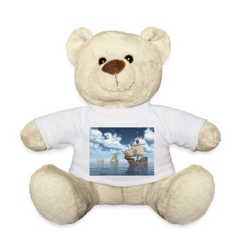 Santa Maria, Nina and Pinta by Christopher Columbus - Teddy Bear - white - Front