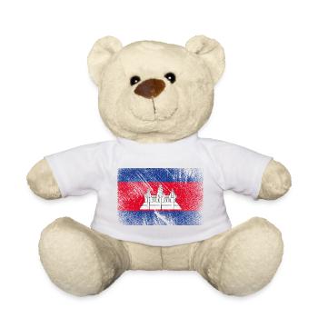 Cambodia Flag - Vintage Grunge - Teddy Bear - white - Front