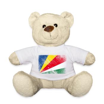 Drapeau des Seychelles - grunge vintage - Nounours - blanc - Devant