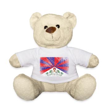 Drapeau du Tibet - brosse grunge - Nounours - blanc - Devant