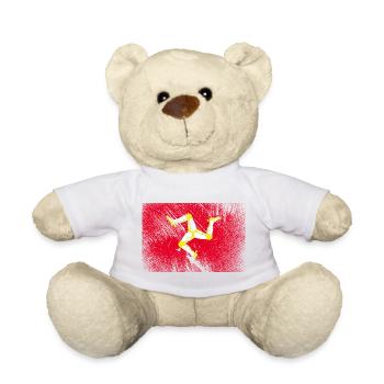 Isle of Man Flagge - Vintage Grunge - Teddy - Weiß - Vorne