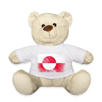 Drapeau du Groenland - grunge vintage - Nounours - blanc - Devant