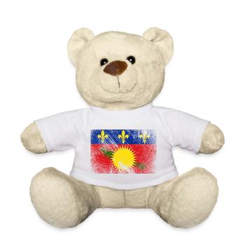 Guadeloupe Flag - Vintage Grunge - Teddy Bear - white - Front