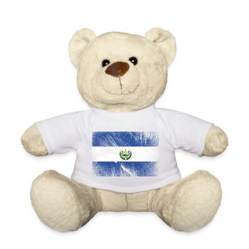 Drapeau du Salvador - Vintage Grunge - Nounours - blanc - Devant