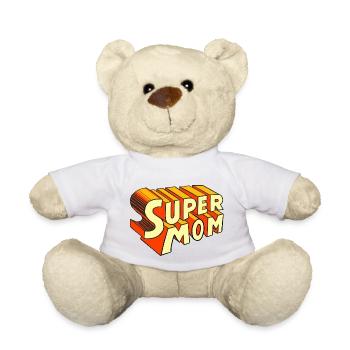 Logo Supermom Love Heart Reine Princesse Superstar - Nounours - blanc - Devant