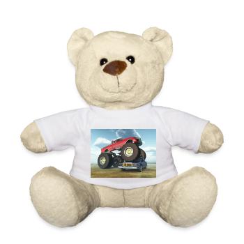 Monster truck runs over a vehicle - Teddy Bear - white - Front