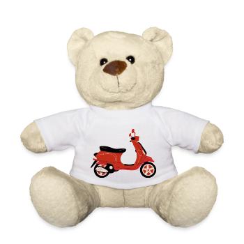 Moto rouge - Nounours - blanc - Devant