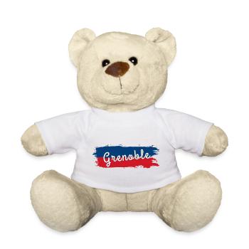 Couleurs club rugby Grenoble cadeau fan rugby - Nounours - blanc - Devant