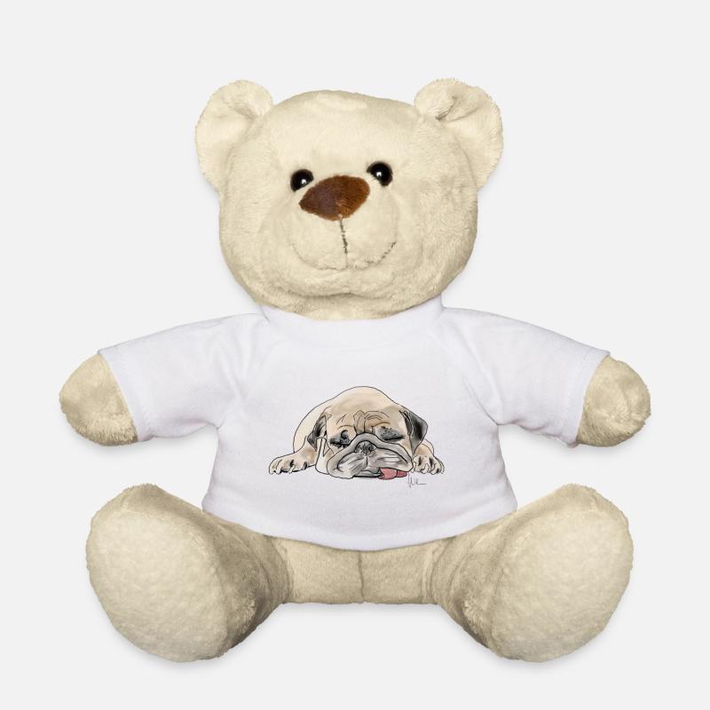 Pug Mops Wauwau - Teddy Bear - white