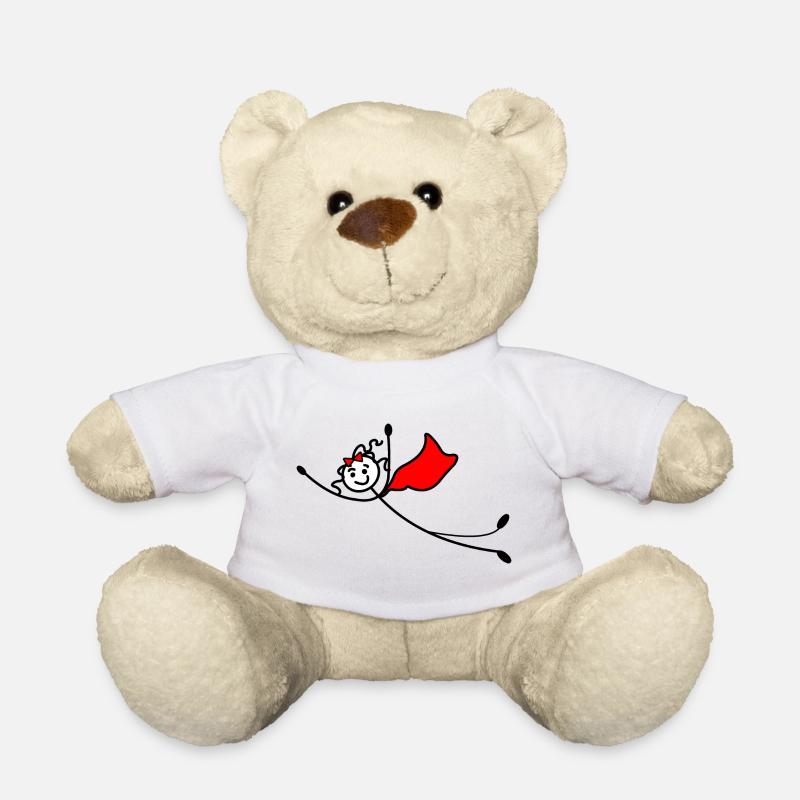 Fliegende Superfrau oder mit rotem Umhang - Teddy - Weiß
