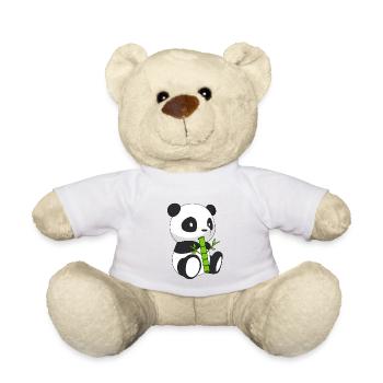 Panda that eats bamboo - Teddy Bear - white - Front