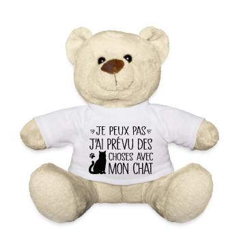 Je peux pas j'ai prévu des choses avec mon chat - Nounours - blanc - Devant