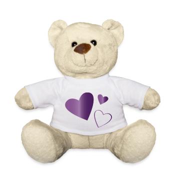 Herzen Amethyst lila - Teddy - Weiß - Vorne