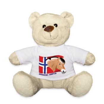 Norwegisches Fjordpferde Kopf mit Flagge - Teddy - Weiß - Vorne