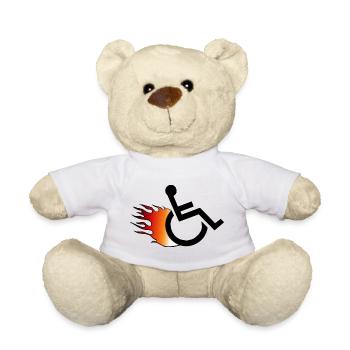 Flammender Rollstuhl. Rollstuhl mit Flammen # - Teddy - Weiß - Vorne