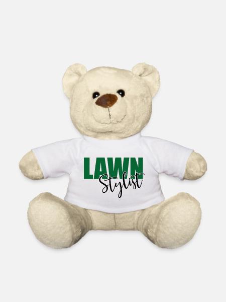 Mowing the lawn - Teddy Bear - white