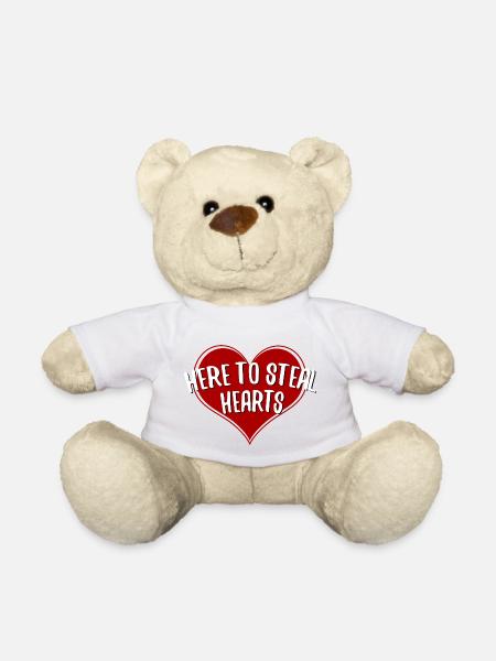 Here To Steal Hearts quote design - Teddy Bear - white