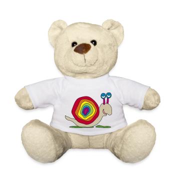 bunt Schnecke Stielauge Regenbogen Kinder Graffiti - Teddy Bear - white - Front