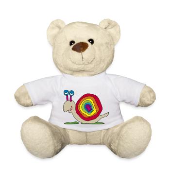 colorful snail stalk eyes children's drawing graffiti - Teddy Bear - white - Front
