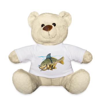 Dessin animé de pêche drôle de carpe requin - Nounours - blanc - Devant