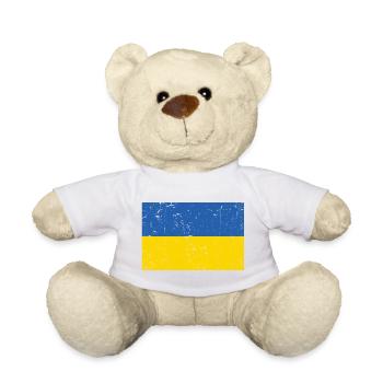 Ukraine Flagge Distressed - Teddy - Weiß - Vorne