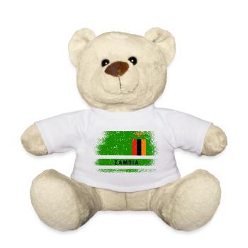 Drapeau de la Zambie - Nounours - blanc - Devant