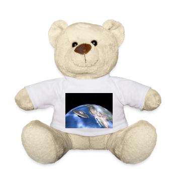 Fliegende Untertasse und Planet Erde - Teddy - Weiß - Vorne