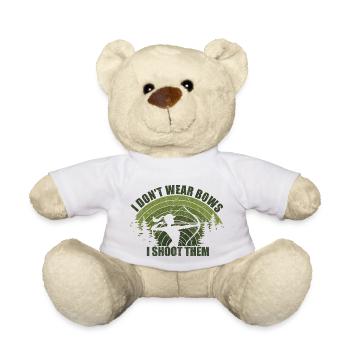 Archery bowhunting archer bow hunter girl - Teddy Bear - white - Front