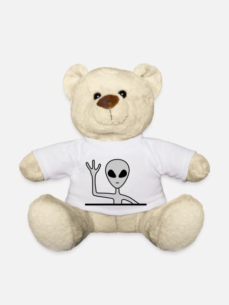 Grey male alien waves - Teddy Bear - white