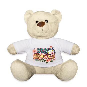 Restez Groovy hippie peace design - Nounours - blanc - Devant