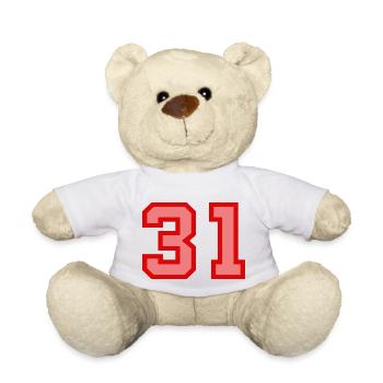 Cool Retro Retrostyle Jersey Number Back Number - Teddy Bear - white - Front