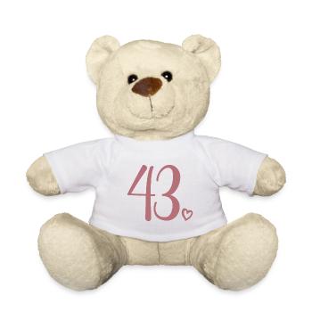 Süße Nummer 43, 43 Jahre alt, Geschenk zum 43. Geburtstag - Teddy - Weiß - Vorne