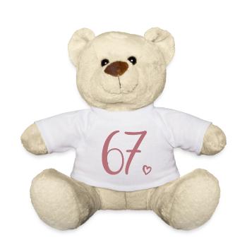 Süße Nummer 67, 67 Jahre alt, 67. Geburtstag Geschenk - Teddy - Weiß - Vorne