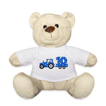 10th birthday tractor - Teddy Bear - white - Front
